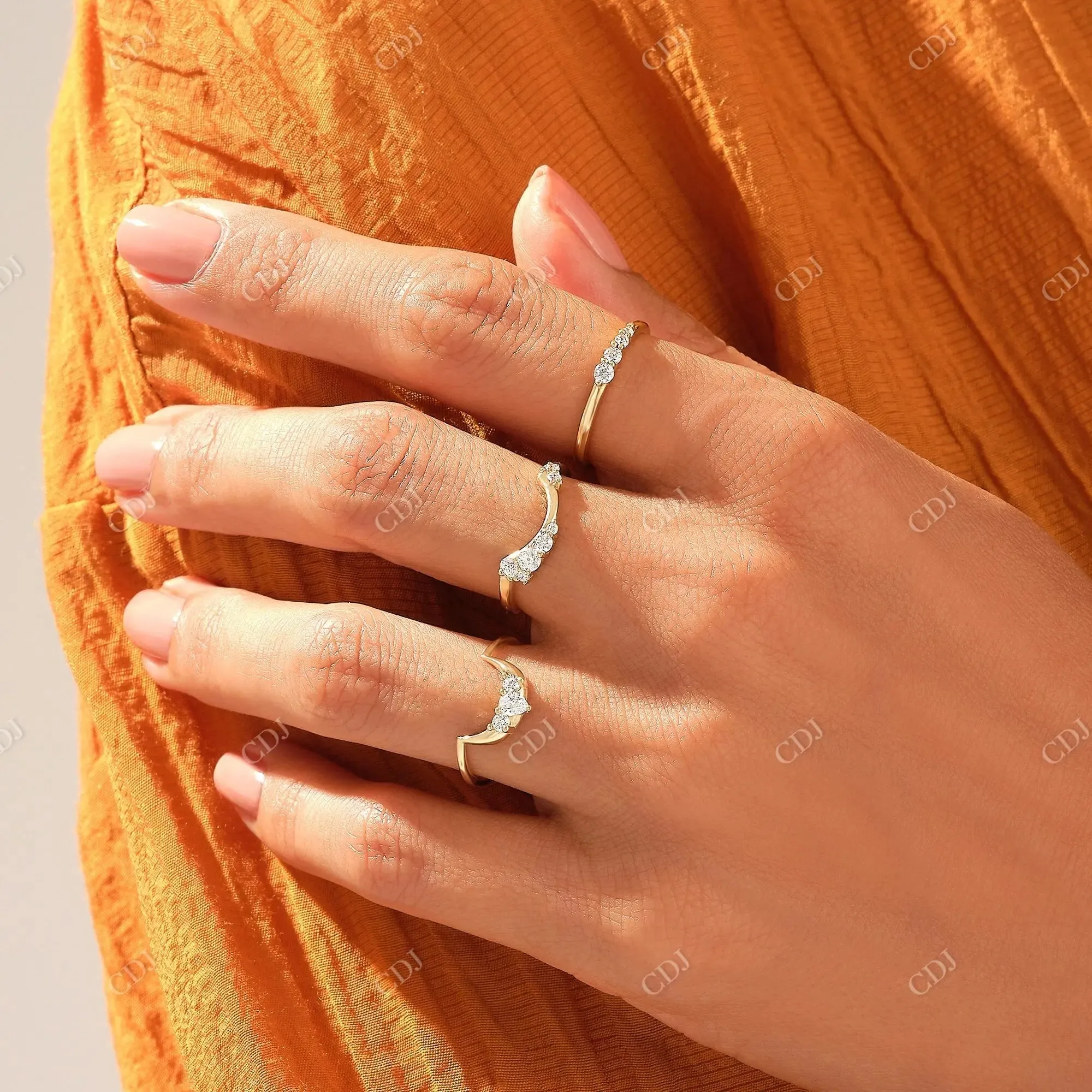 0.21CTW Lab Grown Diamond Tiara Curve Wedding Band