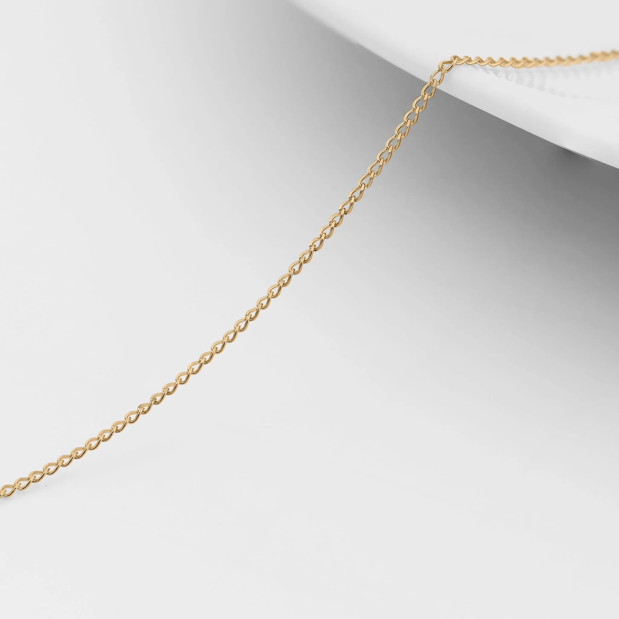 0.9mm Fine Diamond Cut Curb 14K Solid Gold Permanent Jewelry Chain - By the Inch / PMJ0005