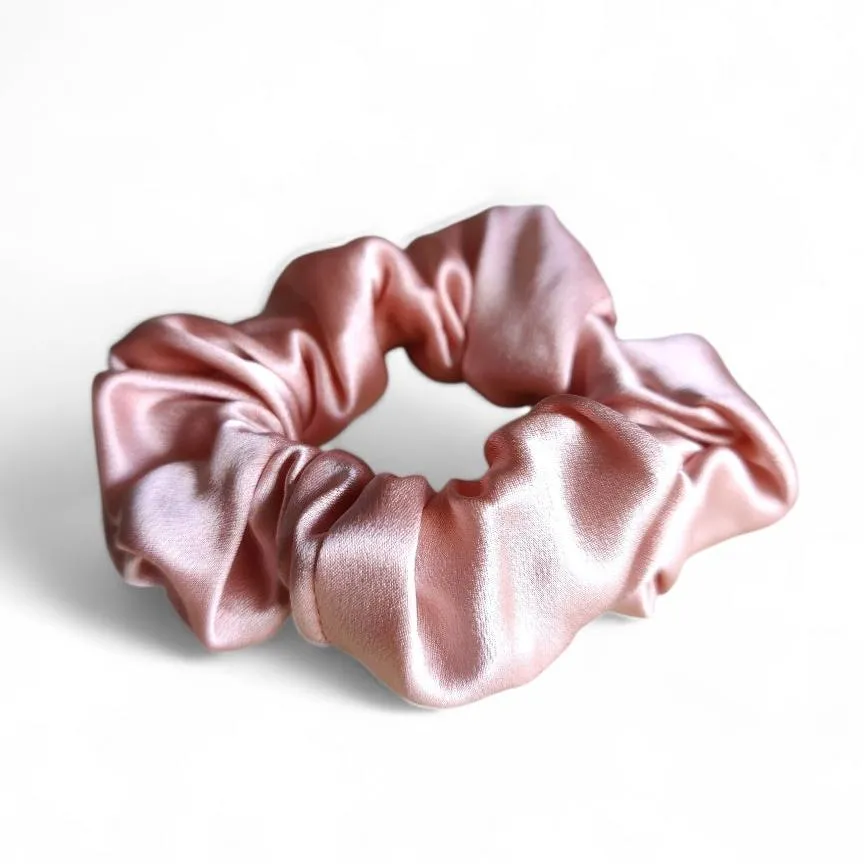 100% Mulberry Silk Scrunchie in Rose Pink