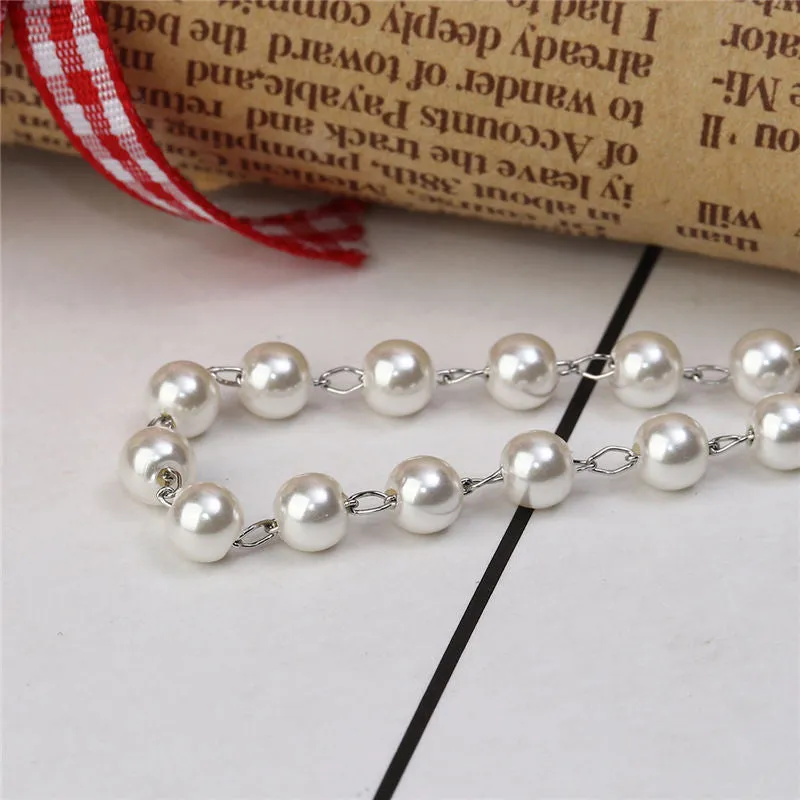 304 Stainless Steel  White Acrylic Imitation Pearl Anklets