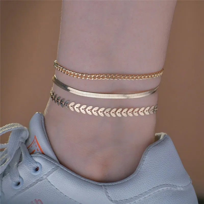 3Pcs/Set Vintage Boho Anklets For Women