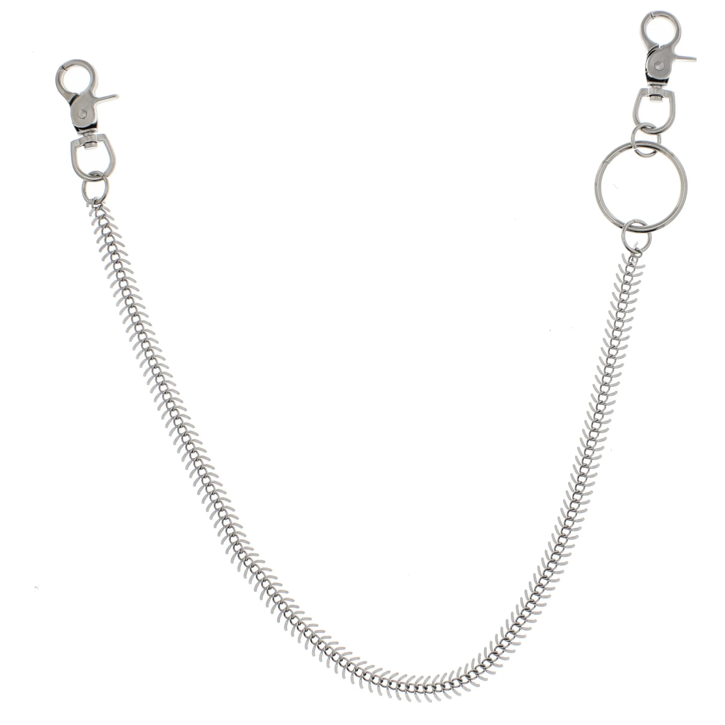 55cm Rhodium Fish Bone Style Links Key Chain or Hip Chain