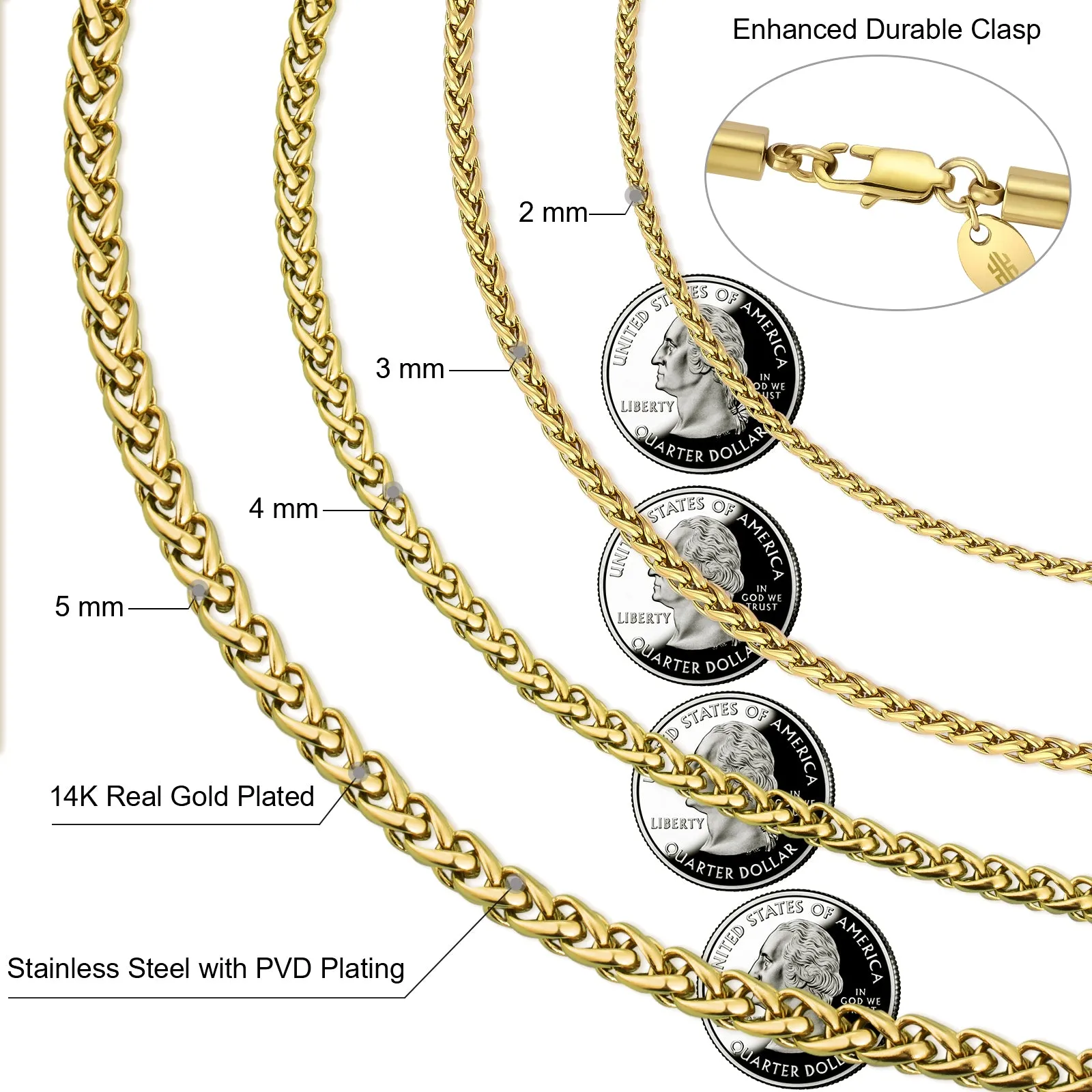 5mm 14K Gold/White Gold Basket Weave Chain Necklace