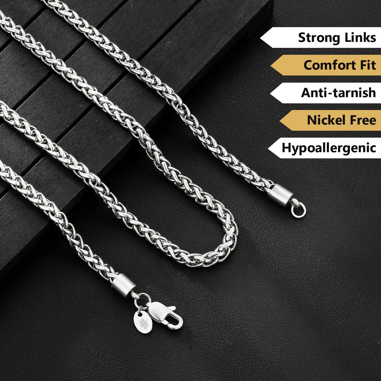 5mm 14K Gold/White Gold Basket Weave Chain Necklace