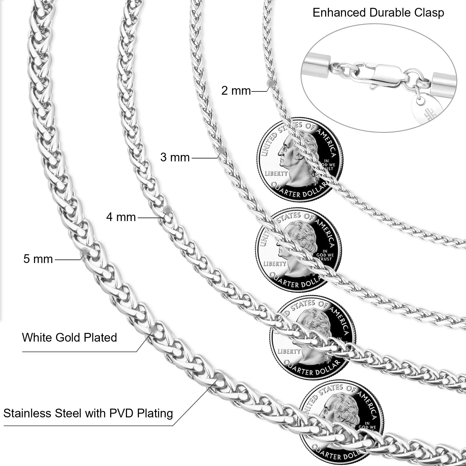 5mm 14K Gold/White Gold Basket Weave Chain Necklace