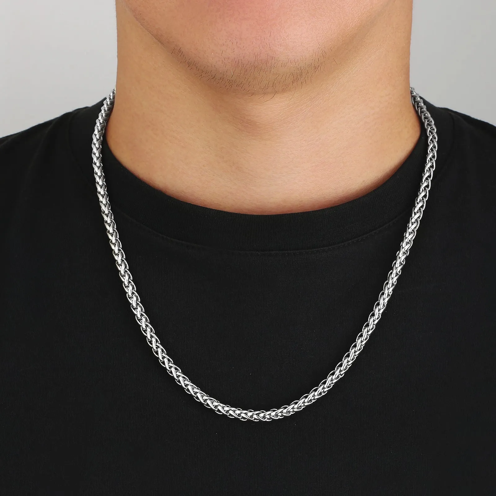 5mm 14K Gold/White Gold Basket Weave Chain Necklace