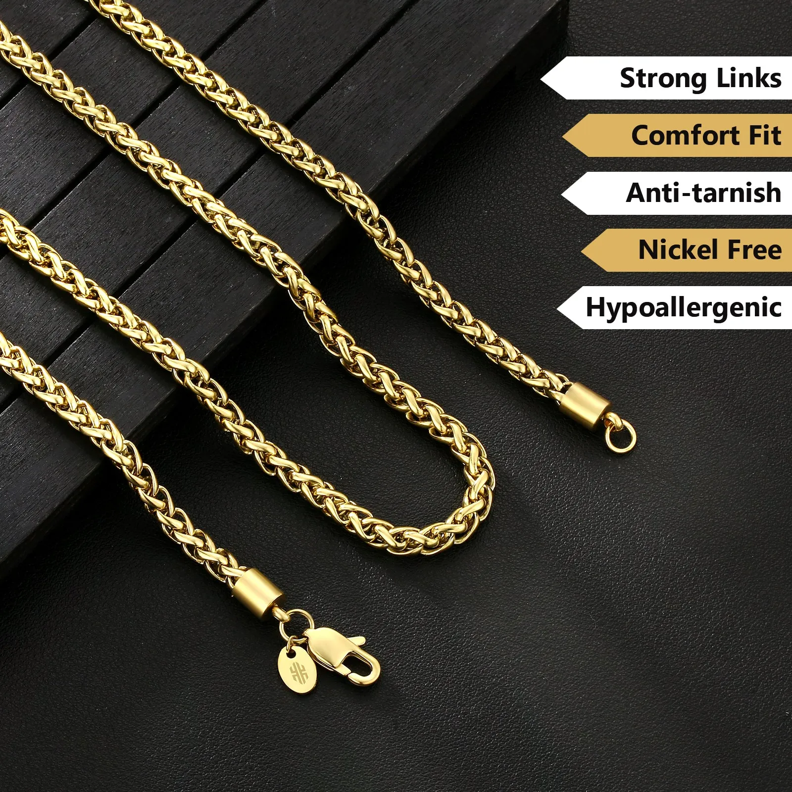 5mm 14K Gold/White Gold Basket Weave Chain Necklace