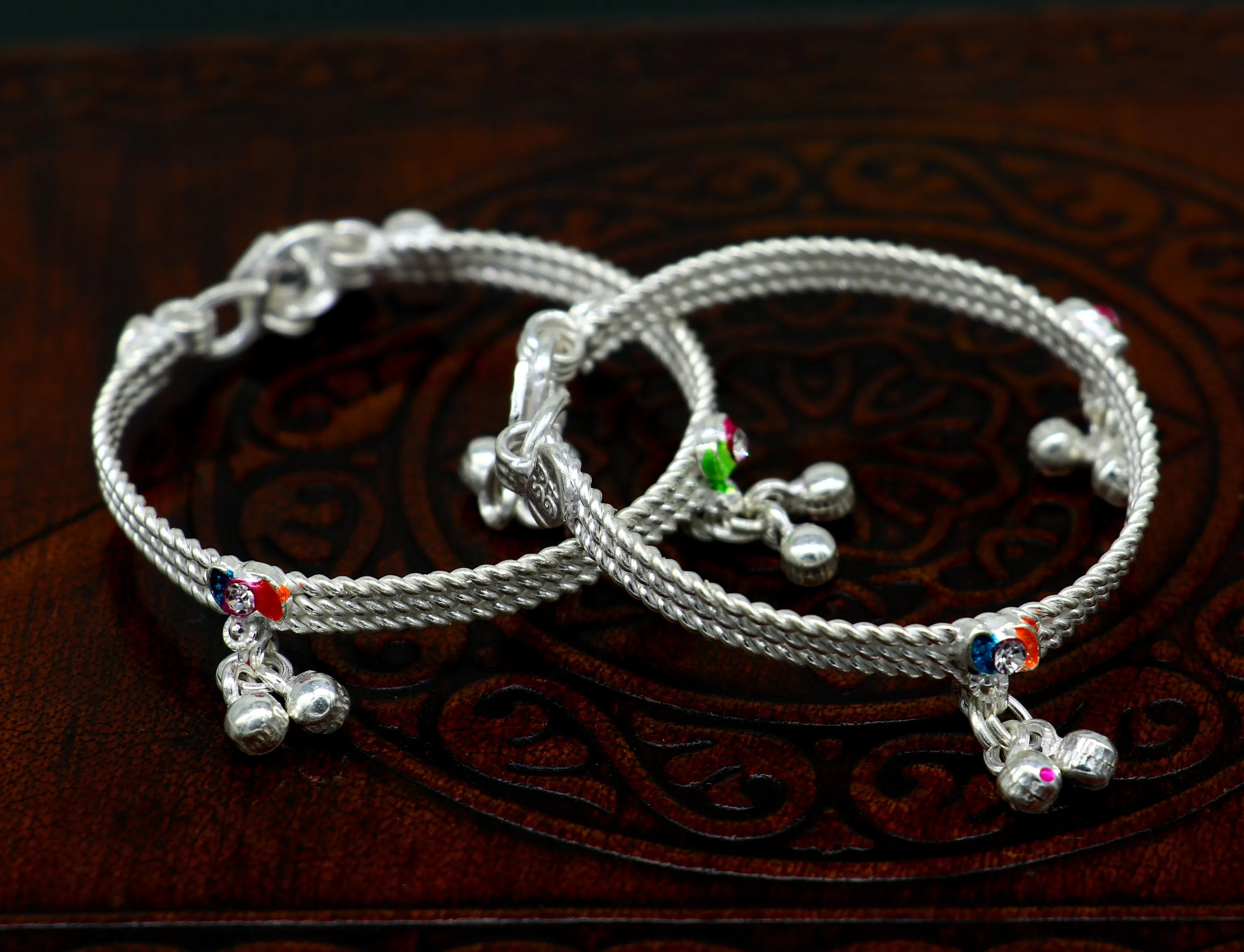 5" inches long handmade noisy bells anklets, fabulous baby ankle bracelet tribal style foot bracelet jewelry from India ank351