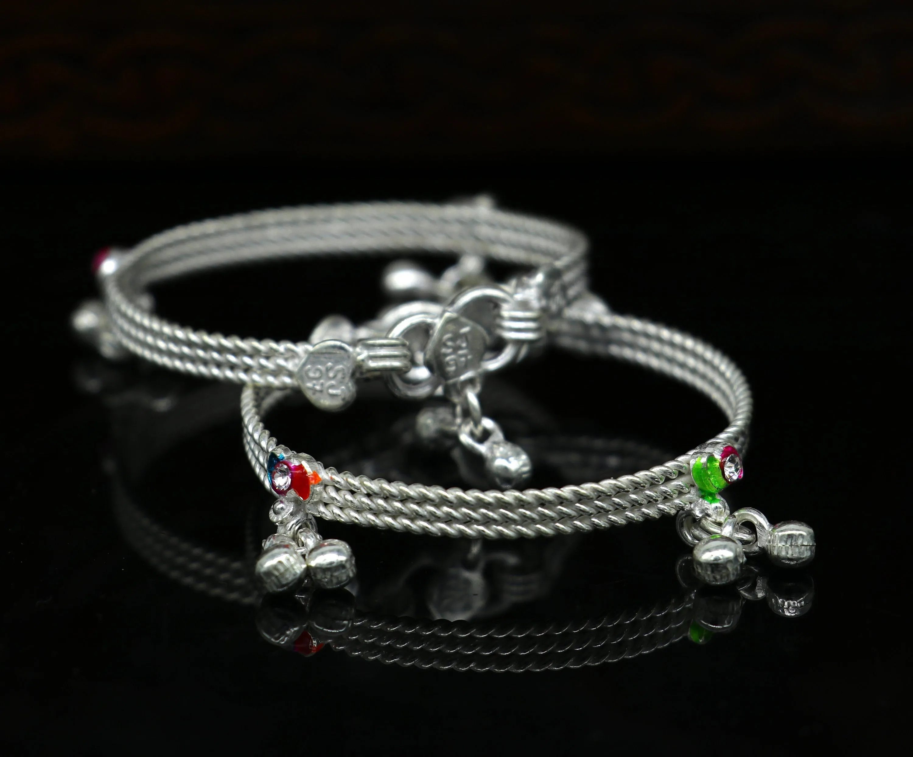 5" inches long handmade noisy bells anklets, fabulous baby ankle bracelet tribal style foot bracelet jewelry from India ank351