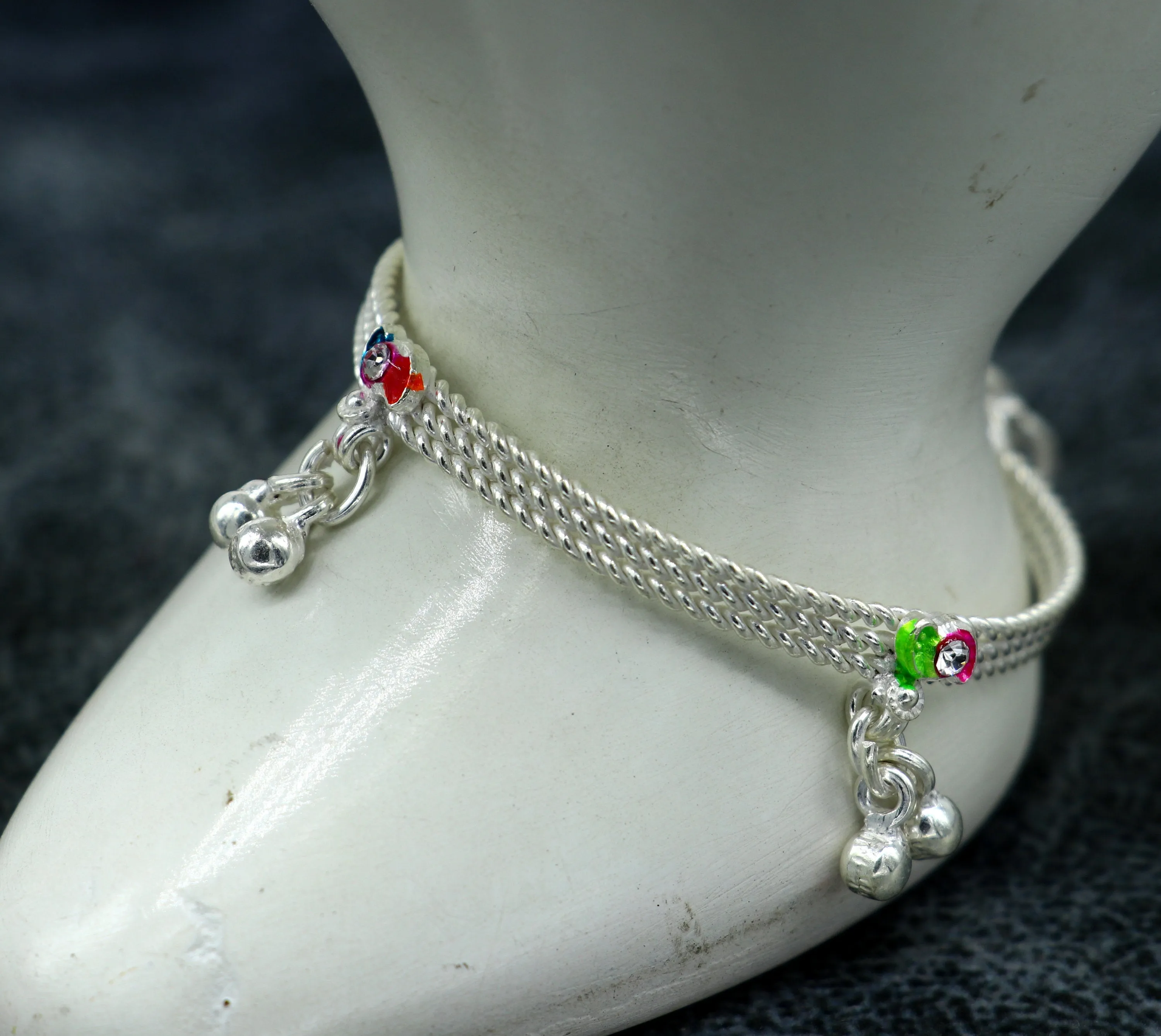 5" inches long handmade noisy bells anklets, fabulous baby ankle bracelet tribal style foot bracelet jewelry from India ank351