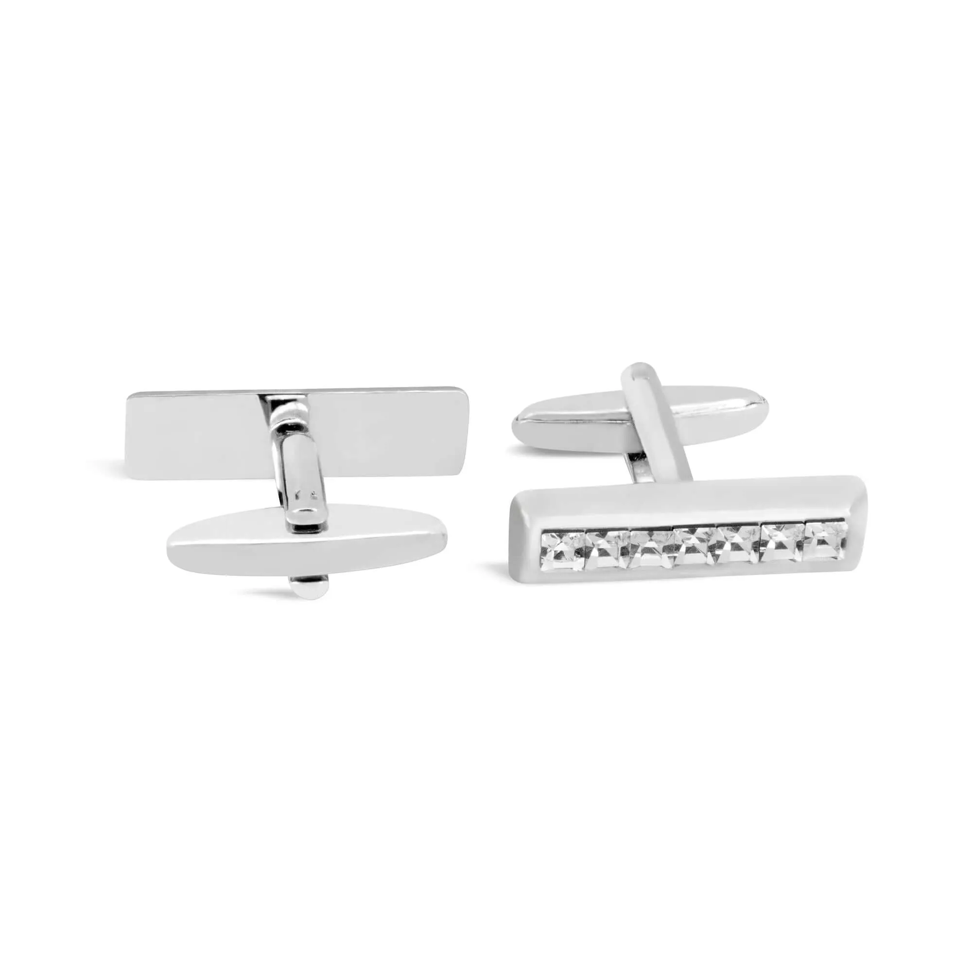 7 Rectangle White Crystals Cufflinks (Online Exclusive)