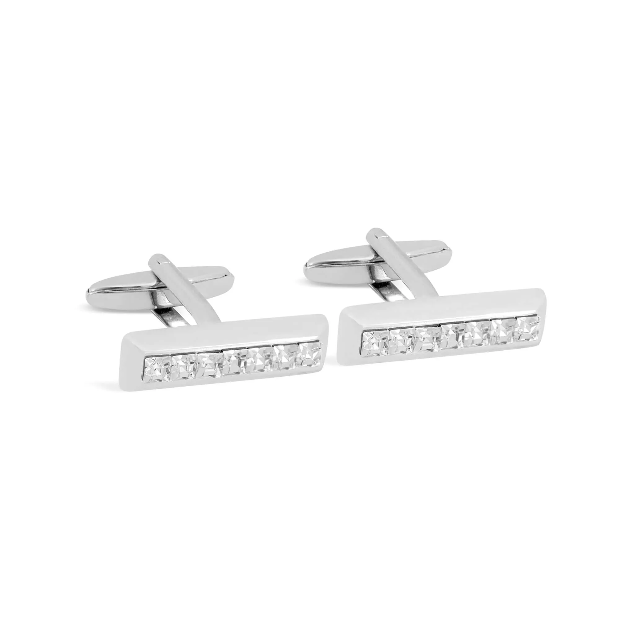 7 Rectangle White Crystals Cufflinks (Online Exclusive)