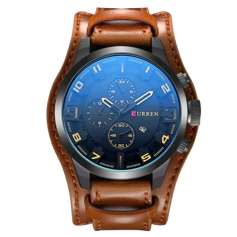 8225 Army Military Quartz Mens Watches Leather Men Watch Casual Sport Male Clock Watch