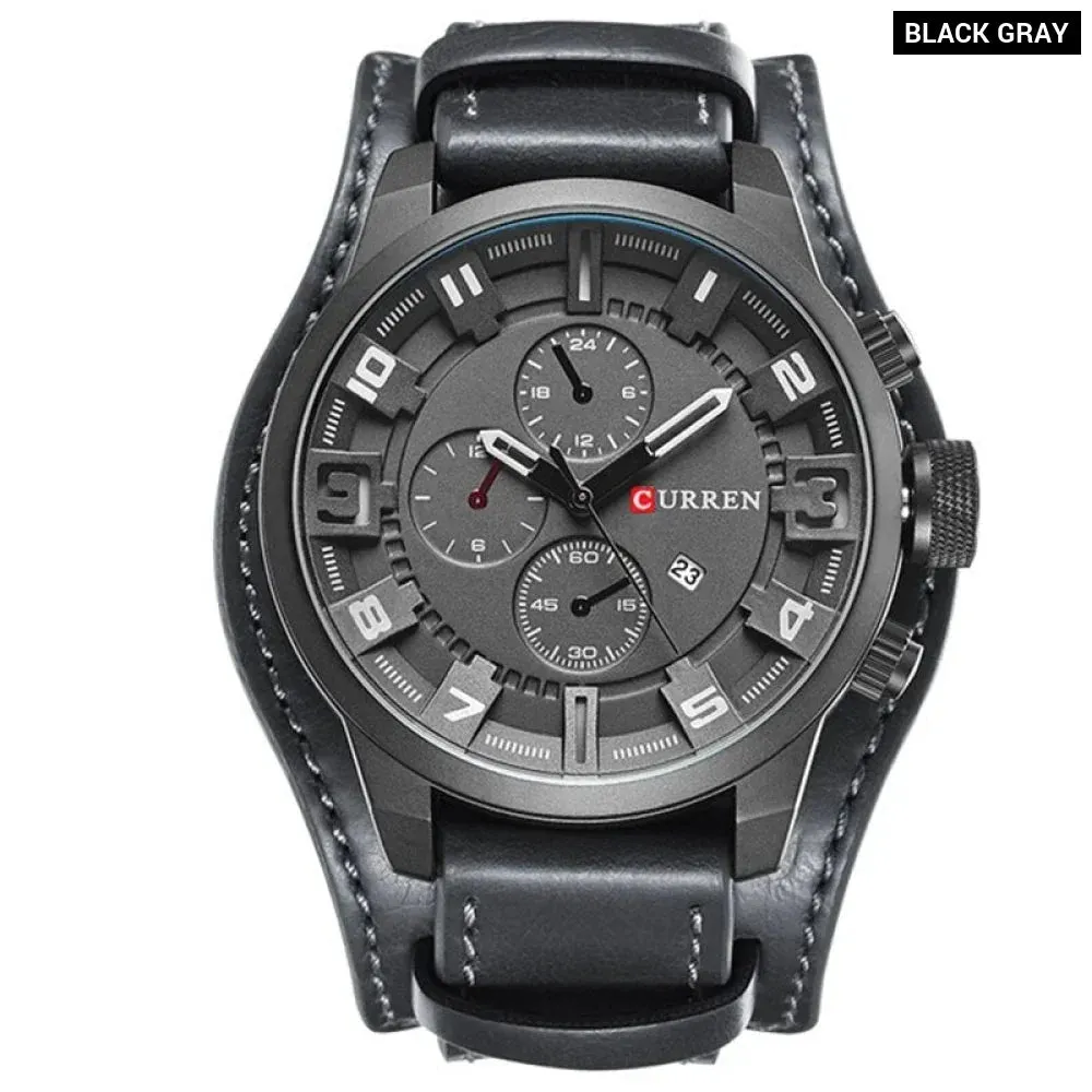 8225 Army Military Quartz Mens Watches Leather Men Watch Casual Sport Male Clock Watch