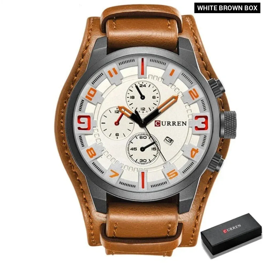 8225 Army Military Quartz Mens Watches Leather Men Watch Casual Sport Male Clock Watch