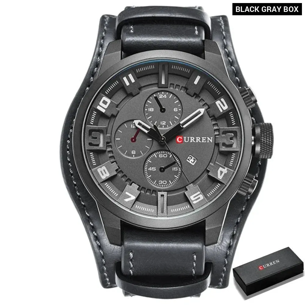 8225 Army Military Quartz Mens Watches Leather Men Watch Casual Sport Male Clock Watch