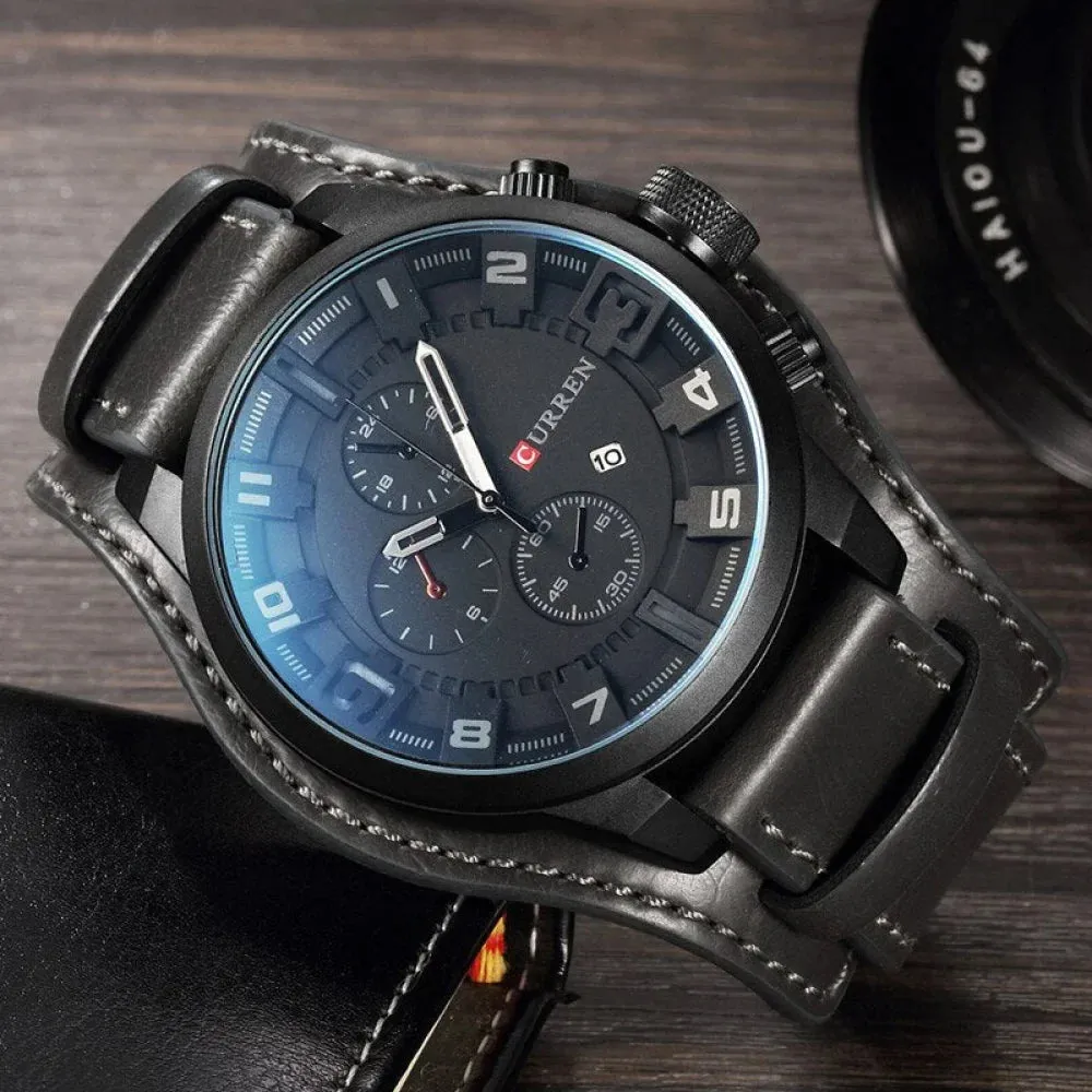 8225 Army Military Quartz Mens Watches Leather Men Watch Casual Sport Male Clock Watch