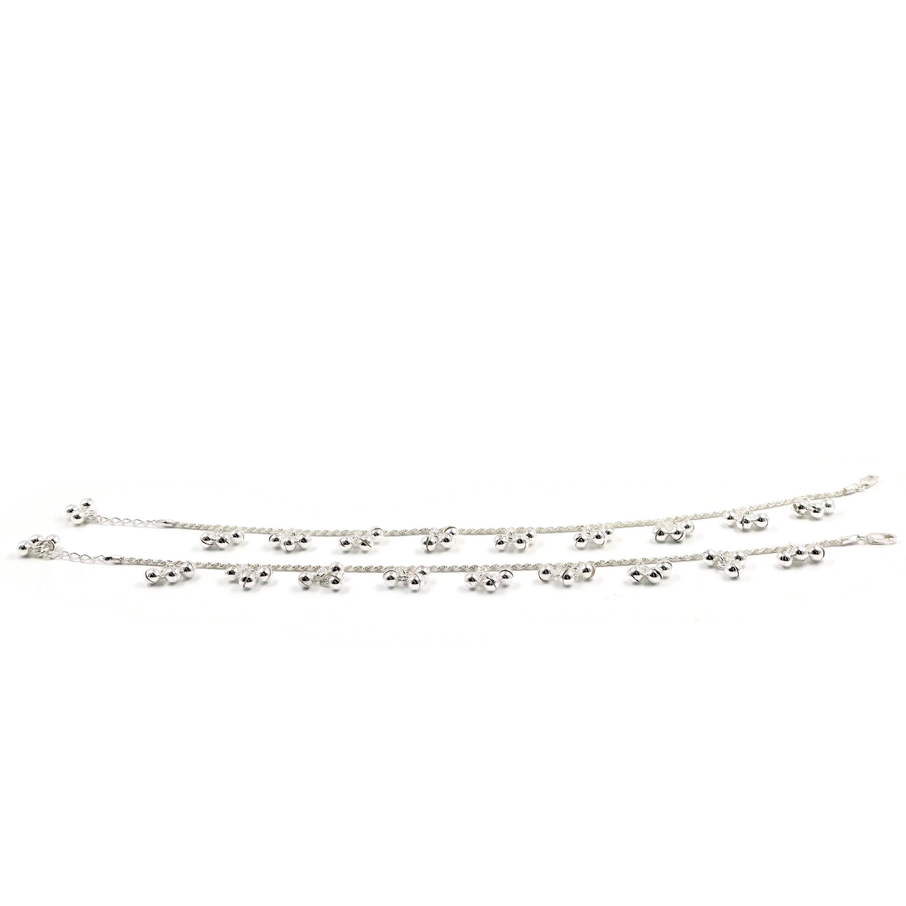 925 Sterling Silver Designer Rope Bell Anklet - #95
