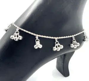 925 Sterling Silver Designer Rope Bell Anklet - #95