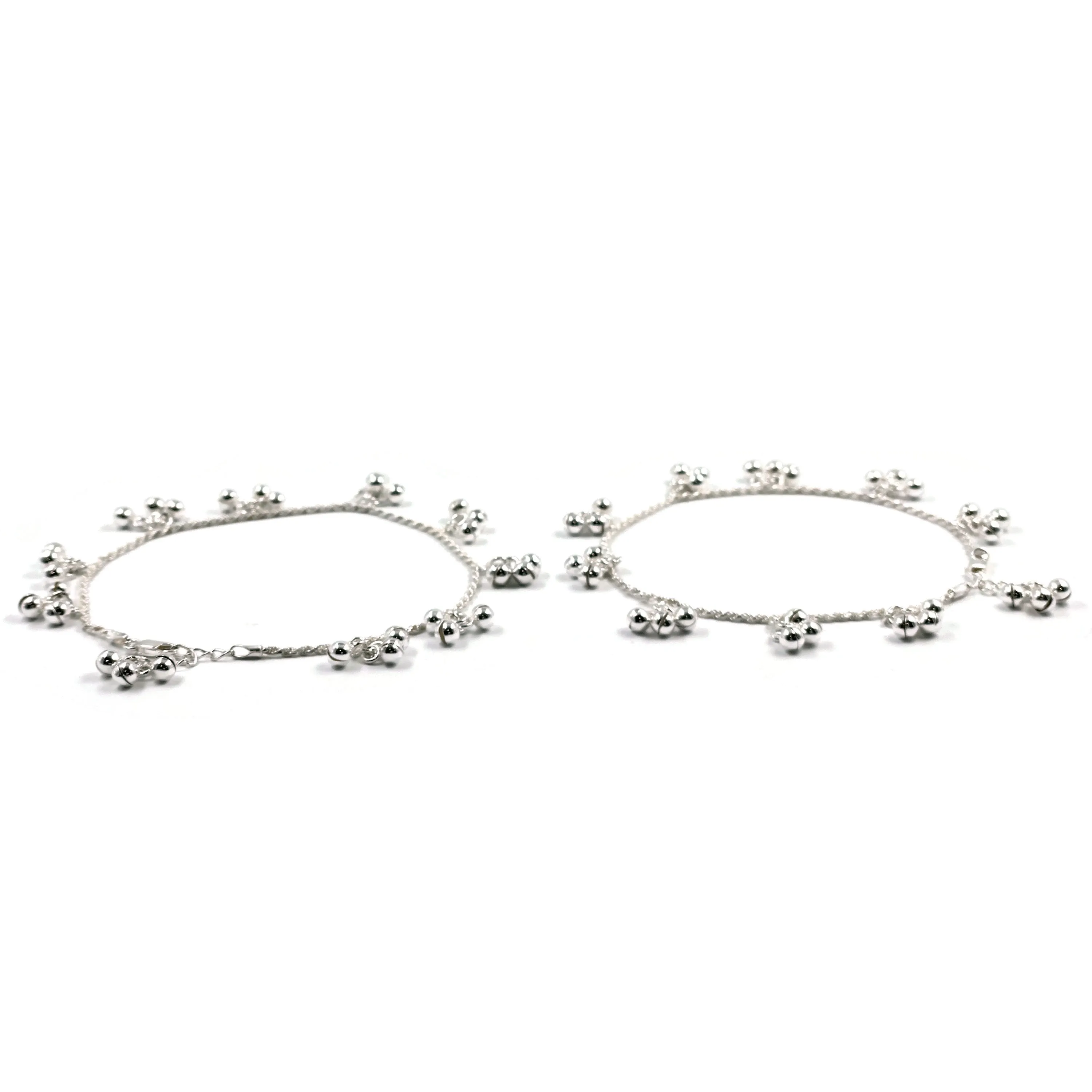 925 Sterling Silver Designer Rope Bell Anklet - #95