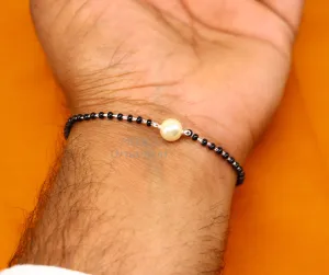925 sterling silver modern cultural black beaded all sizes girls bracelet Combo use bracelet or anklets, best Mangalsutra bracelet sbr455