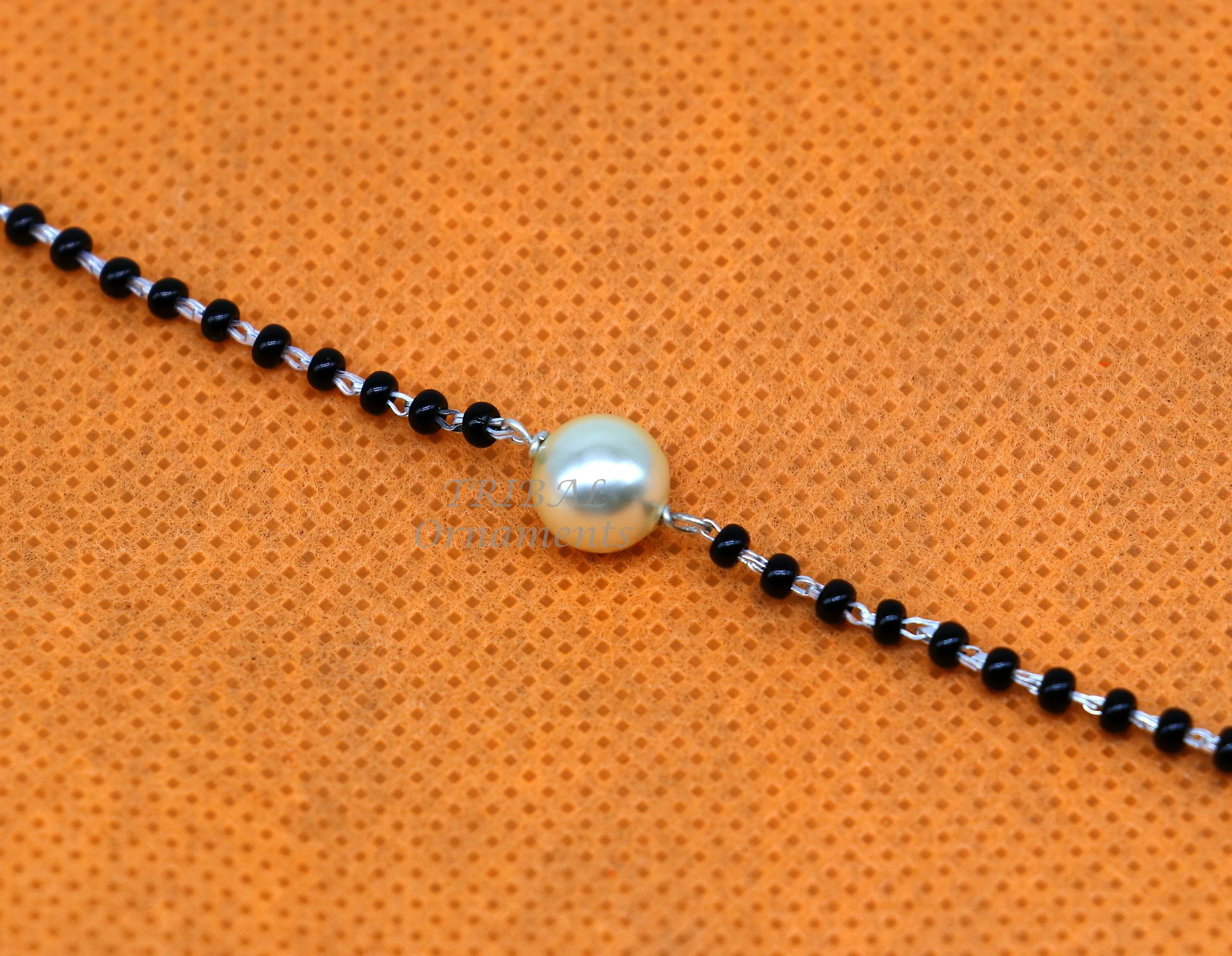 925 sterling silver modern cultural black beaded all sizes girls bracelet Combo use bracelet or anklets, best Mangalsutra bracelet sbr455