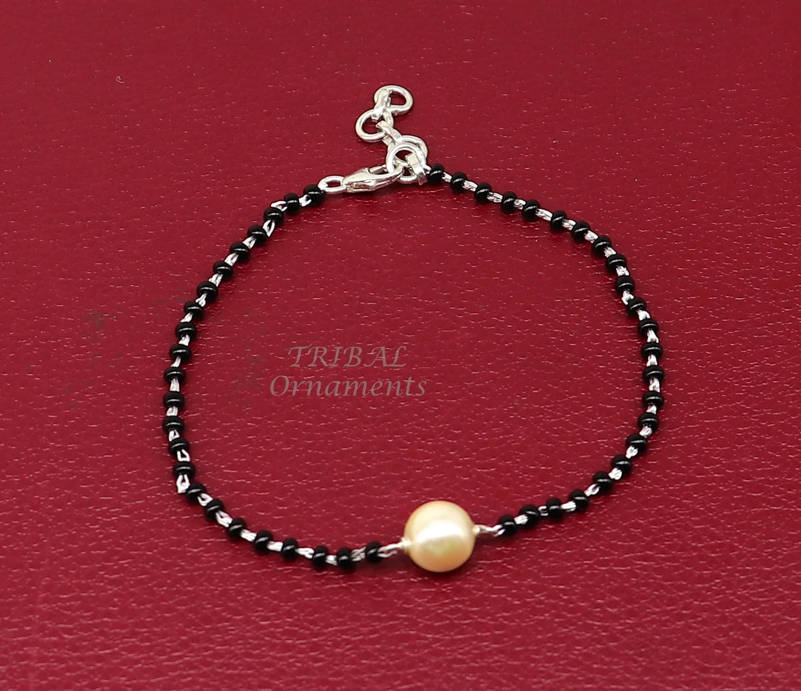 925 sterling silver modern cultural black beaded all sizes girls bracelet Combo use bracelet or anklets, best Mangalsutra bracelet sbr455