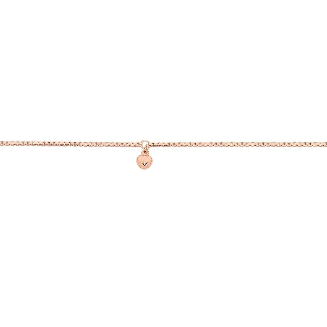 9ct Rose Gold Silver Infused Anklet with Puff Heart
