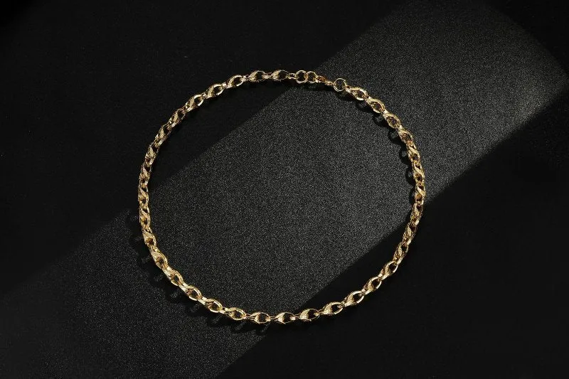 9mm Gold Patterned Tulip Chain 24 Inches