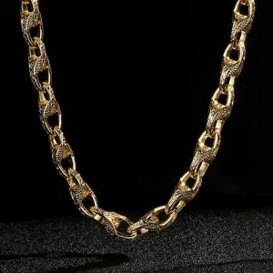 9mm Gold Patterned Tulip Chain 24 Inches