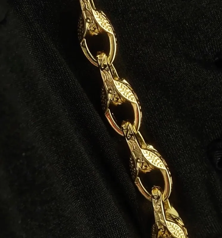 9mm Gold Patterned Tulip Chain 24 Inches