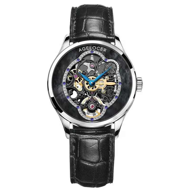 AGELOCER Women Automatic Mechanical Skeleton Design Watch