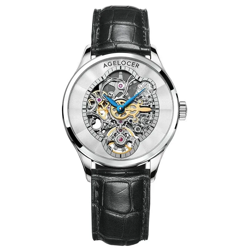 AGELOCER Women Automatic Mechanical Skeleton Design Watch