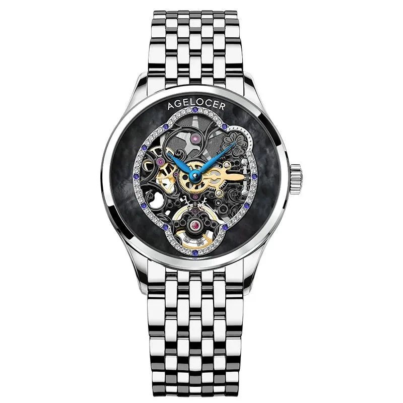 AGELOCER Women Automatic Mechanical Skeleton Design Watch