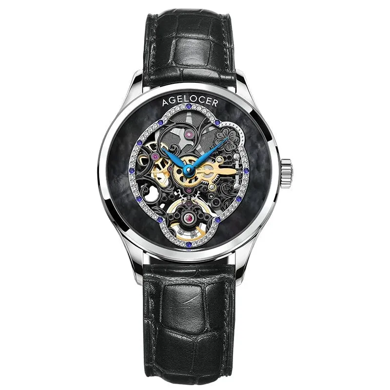 AGELOCER Women Automatic Mechanical Skeleton Design Watch
