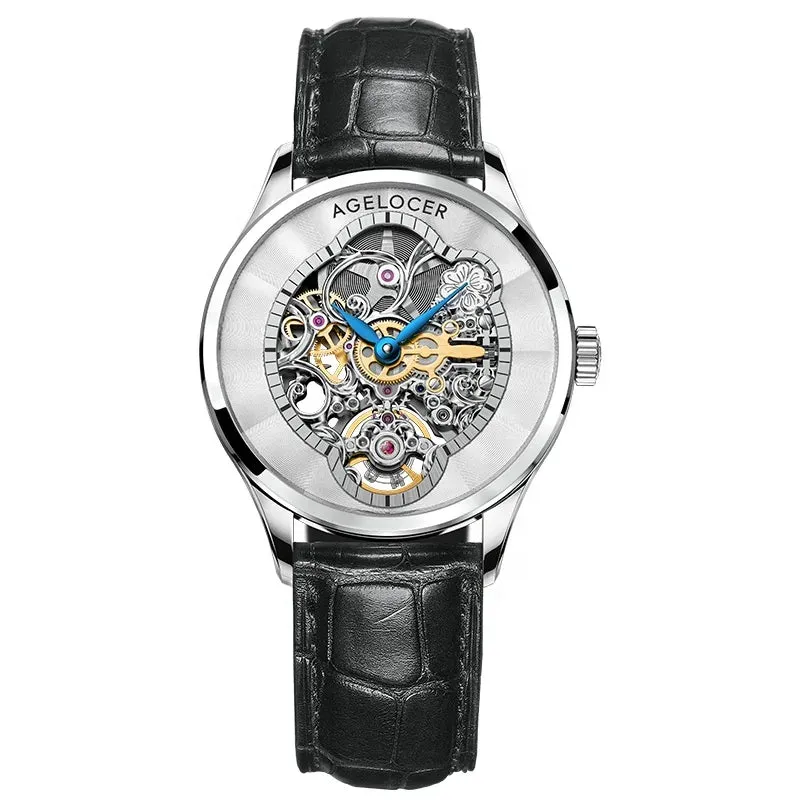 AGELOCER Women Automatic Mechanical Skeleton Design Watch