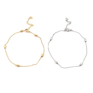 Anklet Bracelet 304 Stainless Steel Oval Bead Charm Anklet