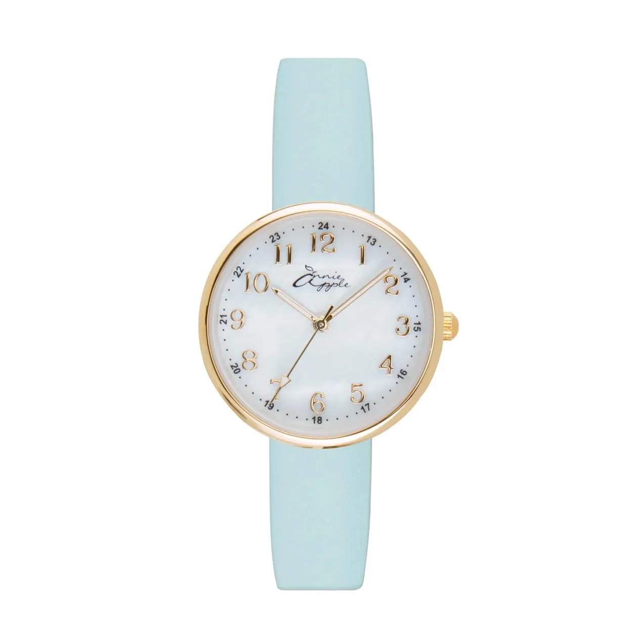 Annie Apple Nurses Fob Watch - Venus - Gold Mesh - Blue Leather - 35mm