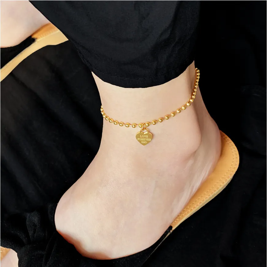 Beaded Heart Love Forever Elegant Charm Chain  Anklet For Women