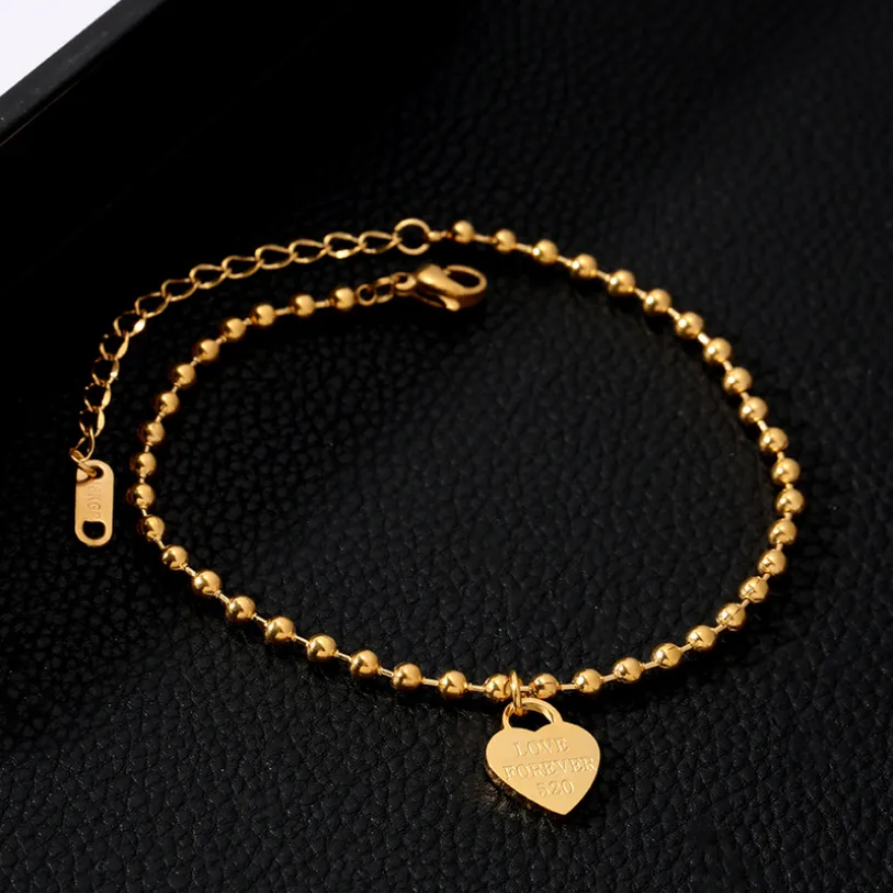 Beaded Heart Love Forever Elegant Charm Chain  Anklet For Women