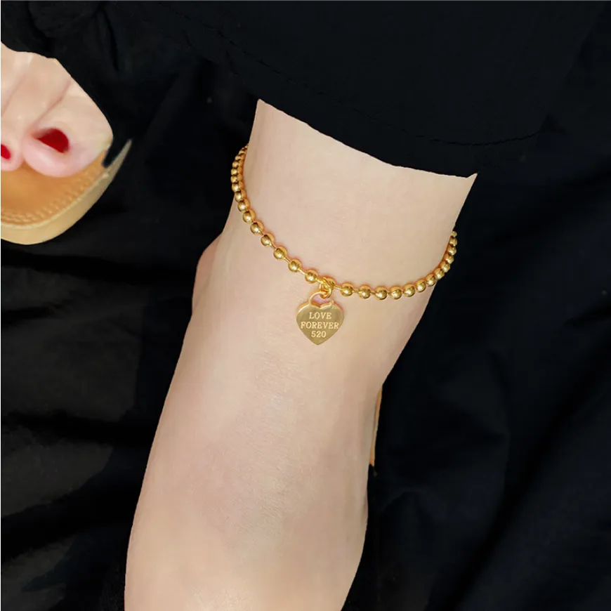Beaded Heart Love Forever Elegant Charm Chain  Anklet For Women