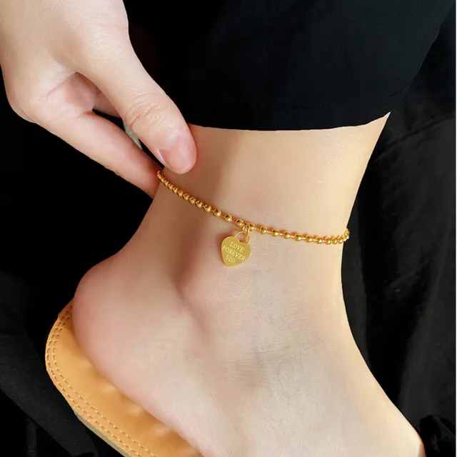Beaded Heart Love Forever Elegant Charm Chain  Anklet For Women