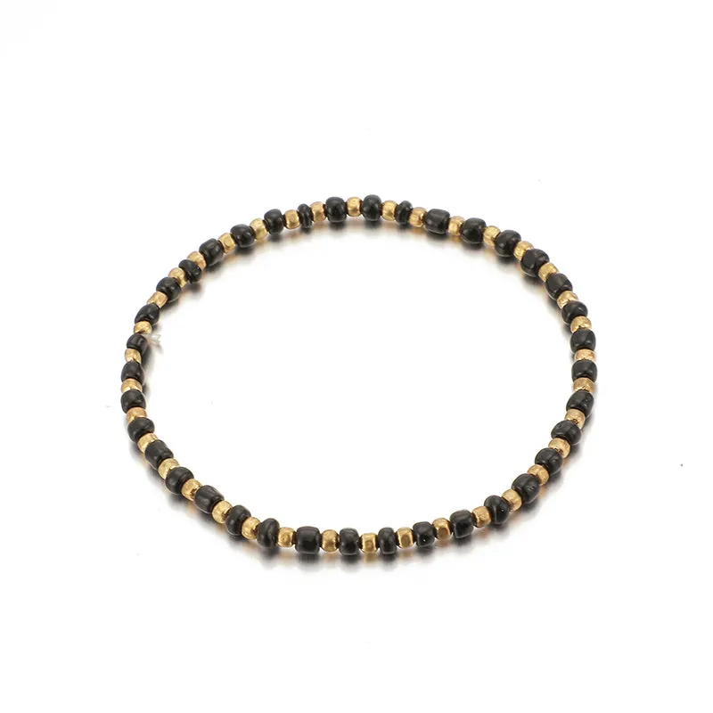 Black Beaded Fish Crystal Rope Boho Anklets for Women