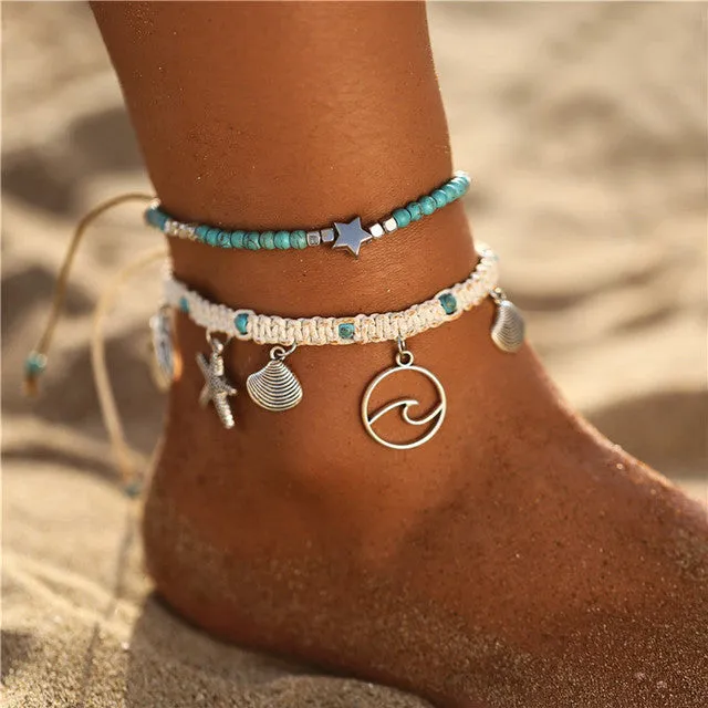 Bohemian Starfish Beads Stone Anklets for Women