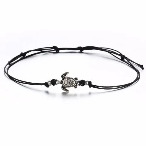 Boho Adjustable Anklet Antique Sea Turtle Animal Charm Beads Chain