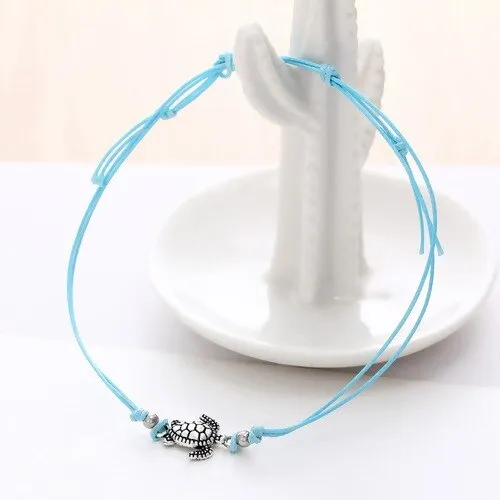 Boho Adjustable Anklet Antique Sea Turtle Animal Charm Beads Chain