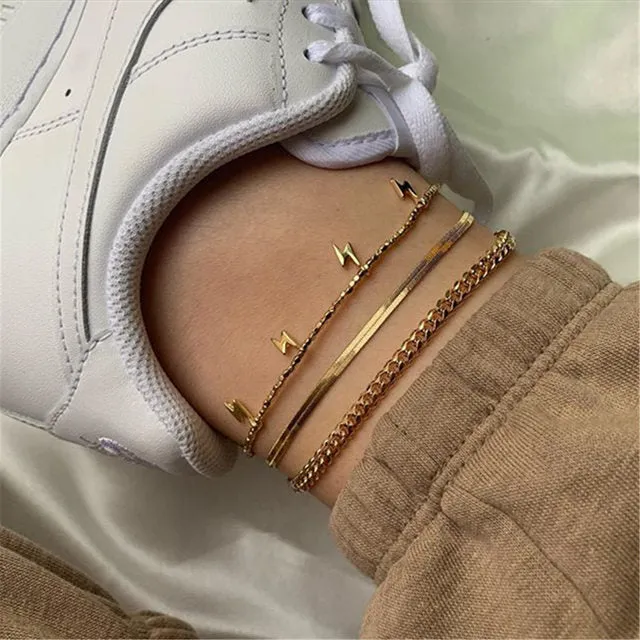 Boho Anklet Foot Geometry Chain Ankle