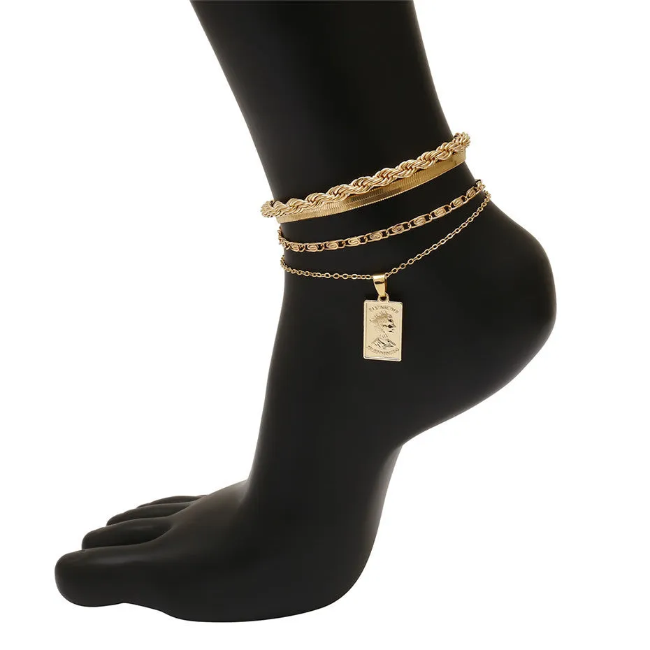 Boho Charm Iron Snake Chain Anklet Bracelet for Women