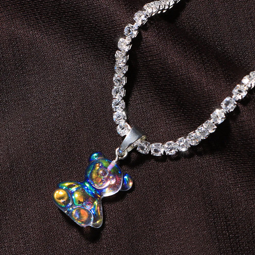 Boho Cute Beach Teddy Gummy AB Color Bear Anklet