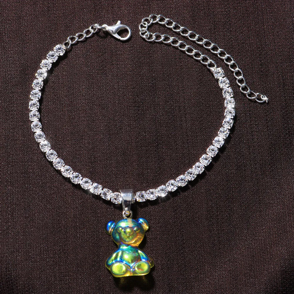 Boho Cute Beach Teddy Gummy AB Color Bear Anklet